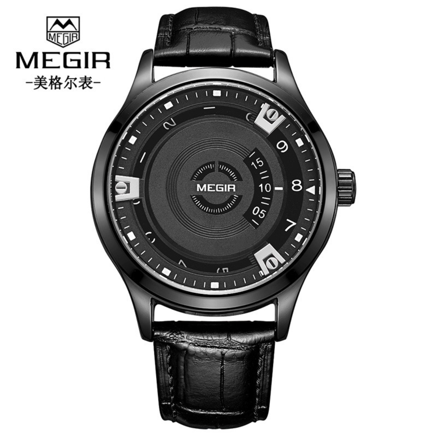 Leather Watch Strap - MEGIR Men Watches Luxury Leather Strap