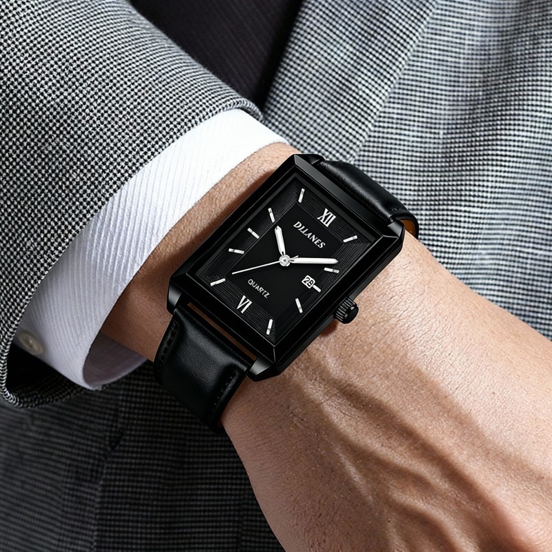 Smartwatch Square Watches For Men - Casual Leather Men's Watches Fashion Square