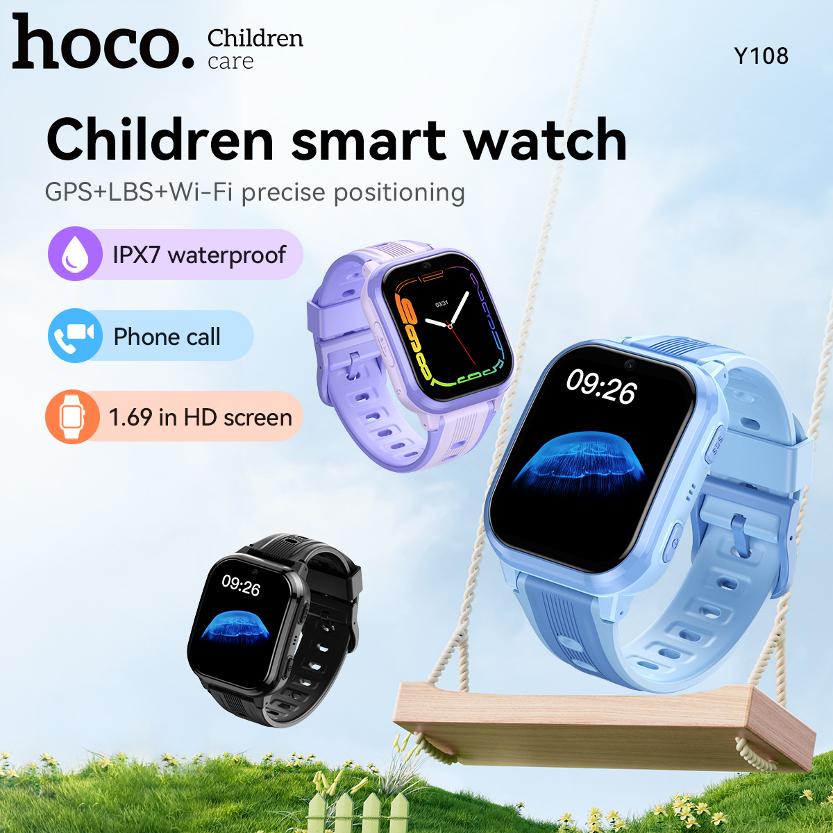 Smartwatch Watches For Kids With Gps - HOCO Y108 1.69inch HD LCD Curved