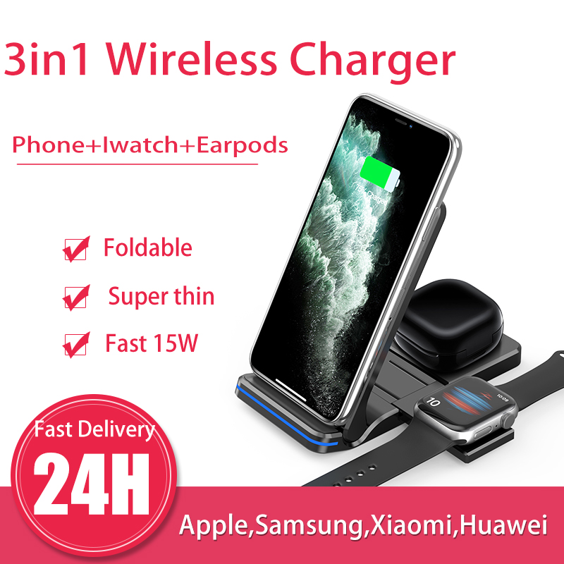 3in1 QI Foldable Wireless Char - Watch Watch Xs ulasan dan harga