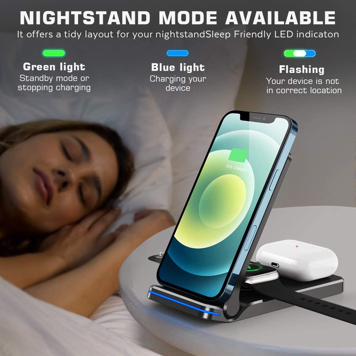 3in1 QI Foldable Wireless Char - Watch Watch Xs ulasan dan harga