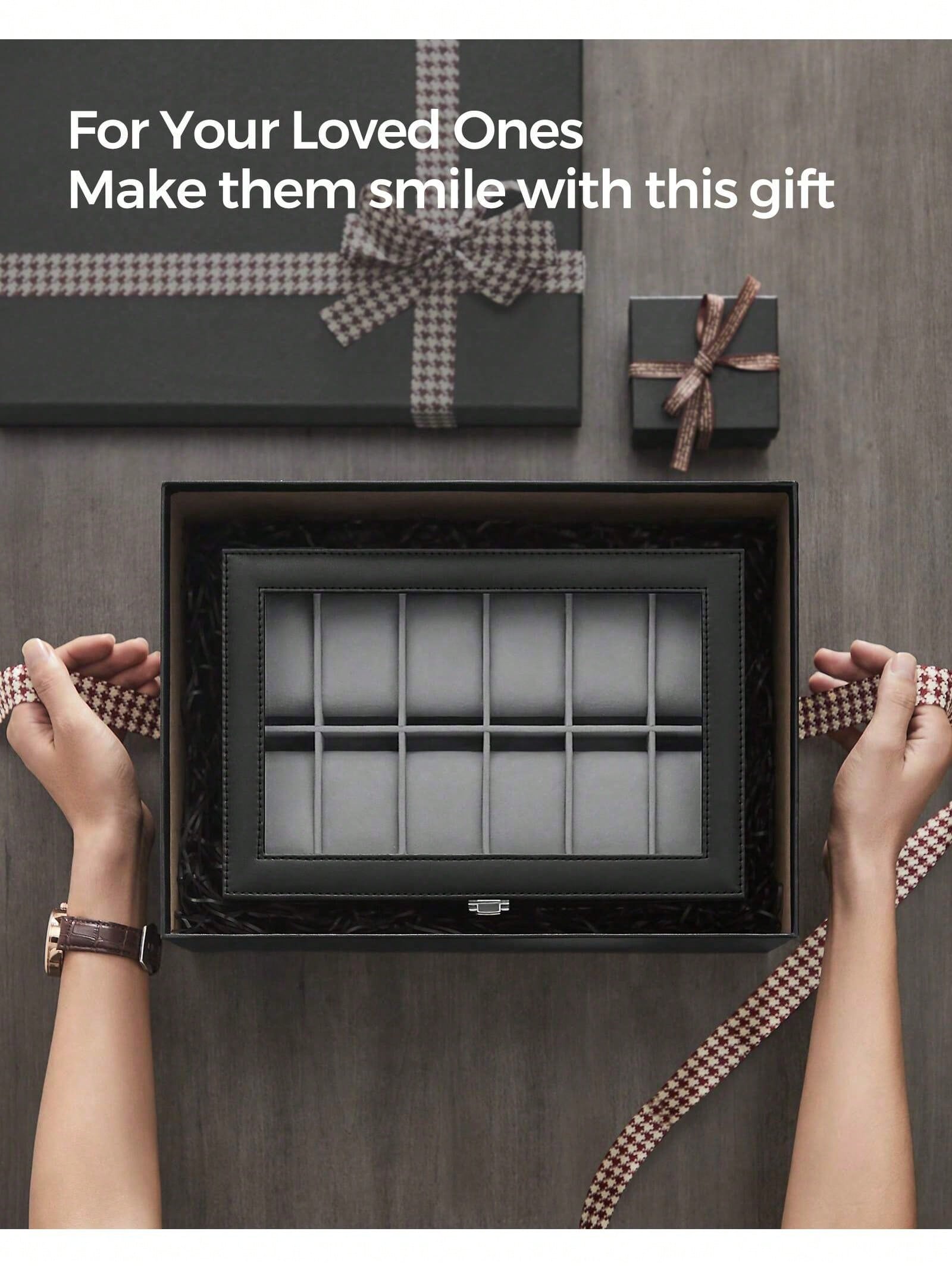 12-Slot Lockable Watch Box wit - Leather Watch Strap ulasan dan harga