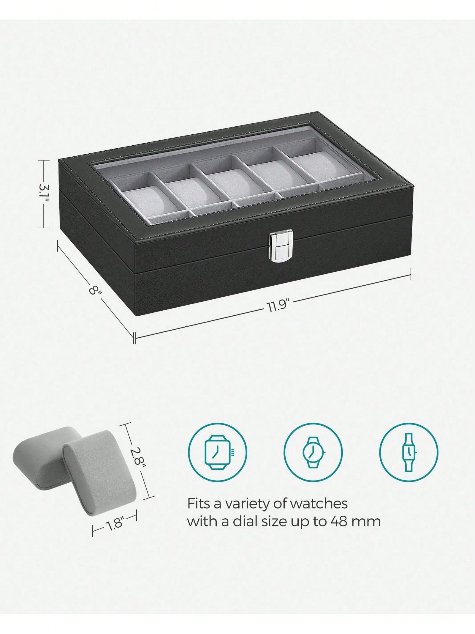 12-Slot Lockable Watch Box wit - Leather Watch Strap ulasan dan harga