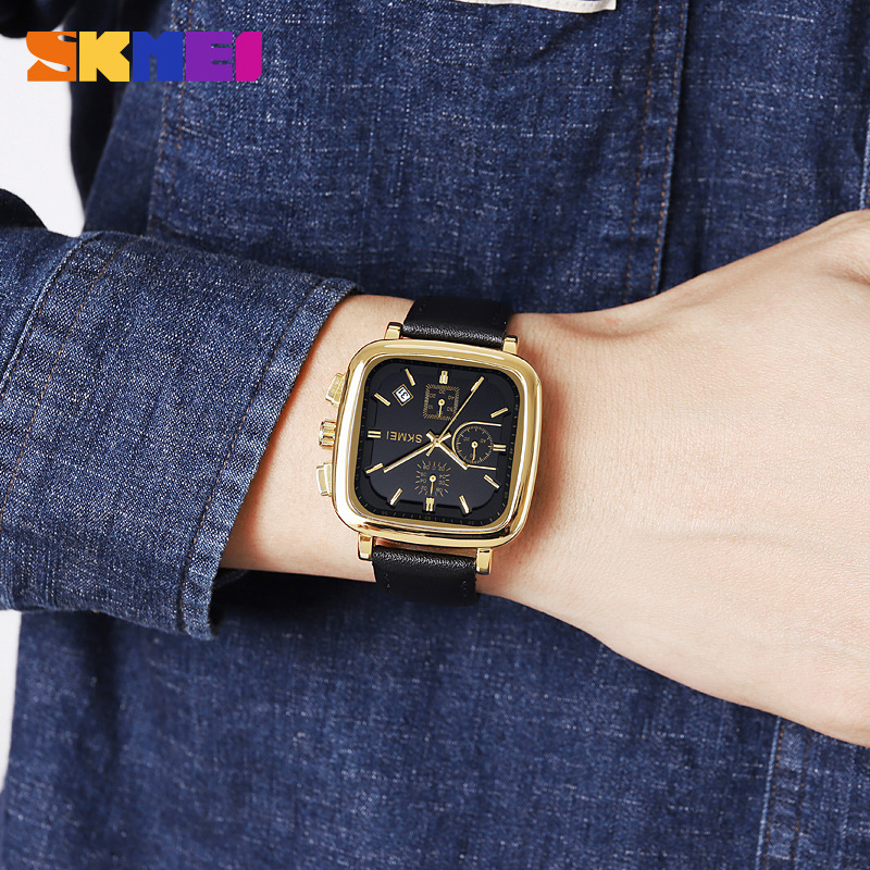 Square Men's Watch Quartz Wate - Leather Watch Strap ulasan dan harga