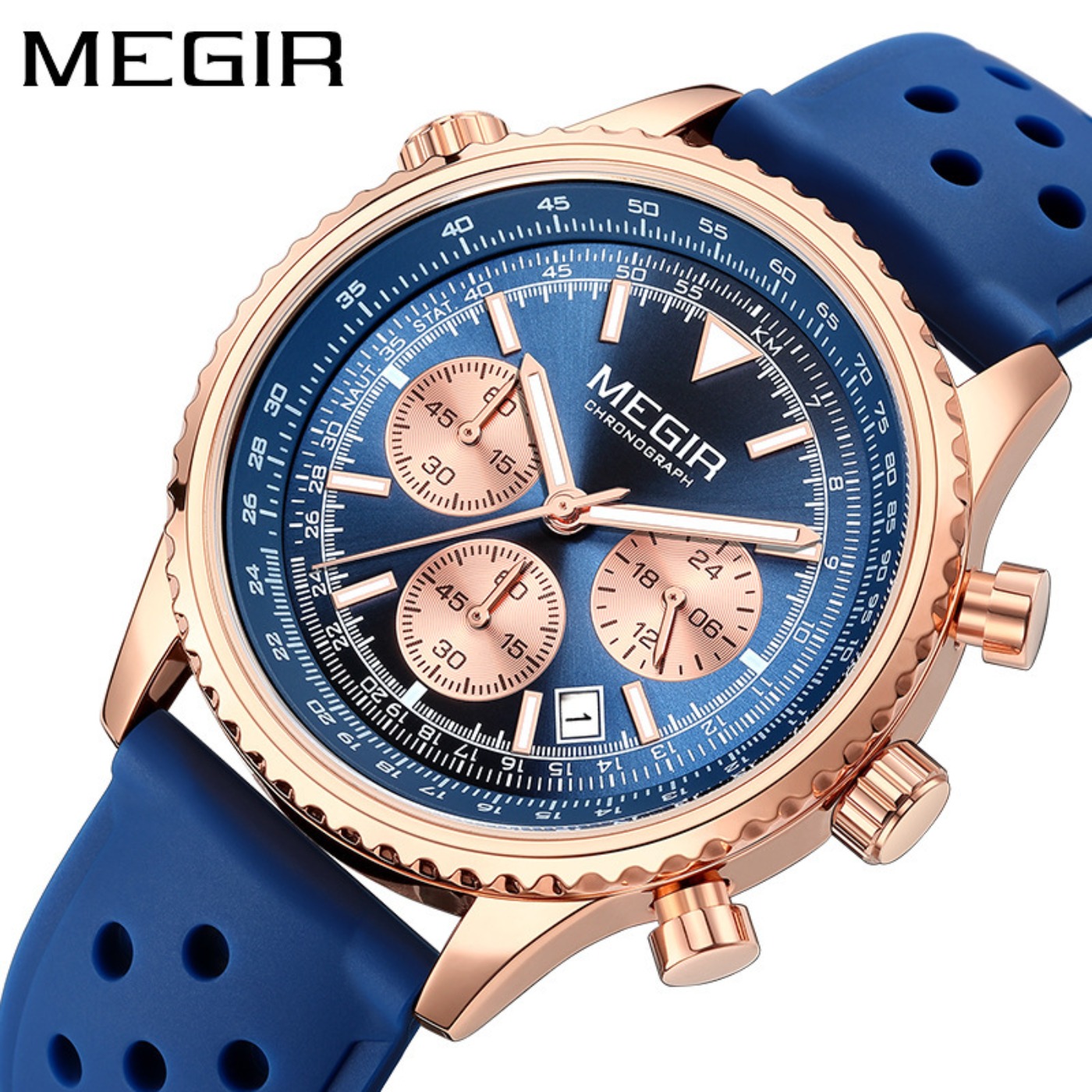 MEGIR Silver Black Quartz Watc - Leather Watch Strap ulasan dan harga