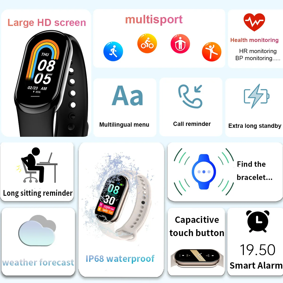 New Original Small M8 Band Sma - Smartwatch Square Watches For Men ulasan dan harga
