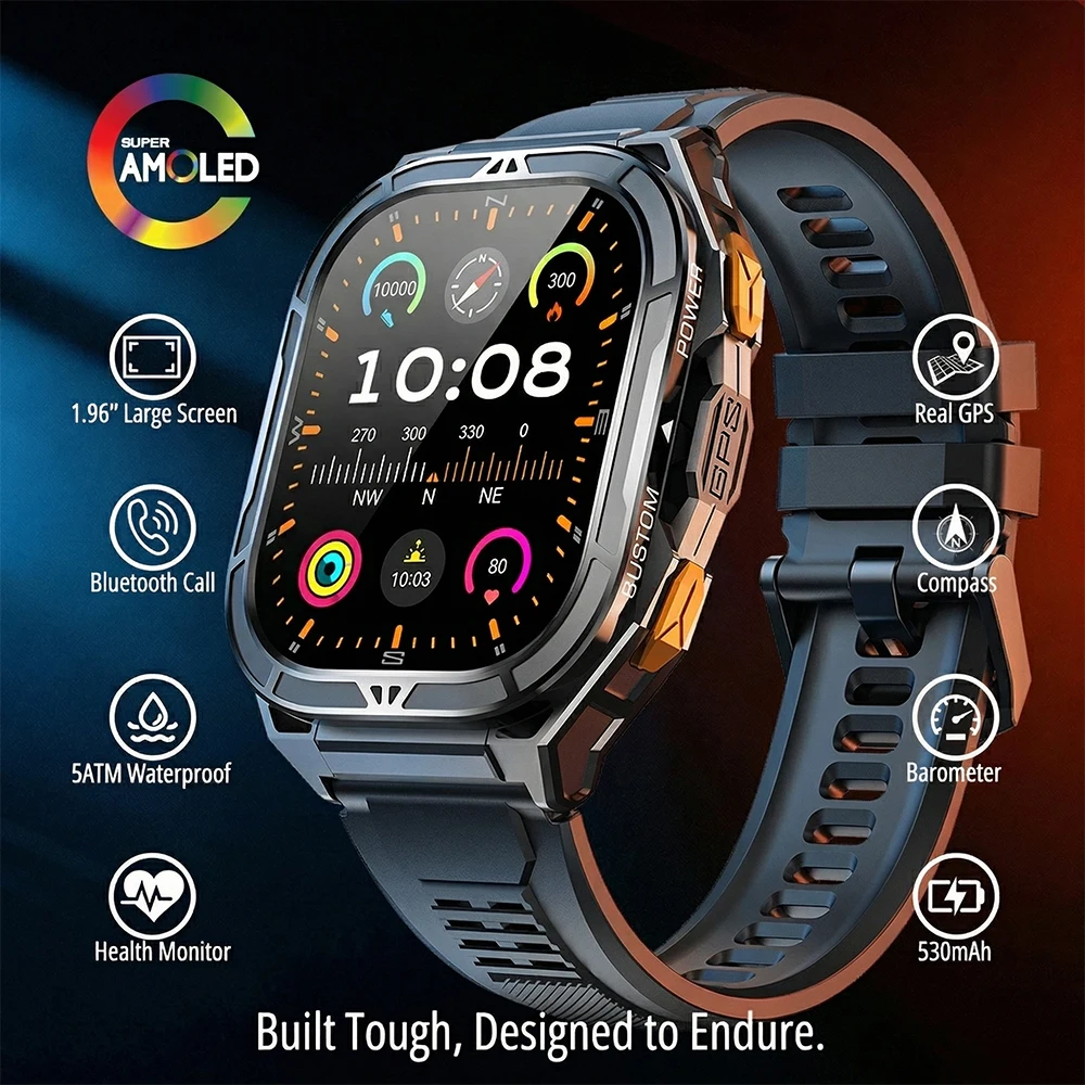 Luxury AMOLED Smartwatch Real  - Smartwatch Square Watches For Men ulasan dan harga