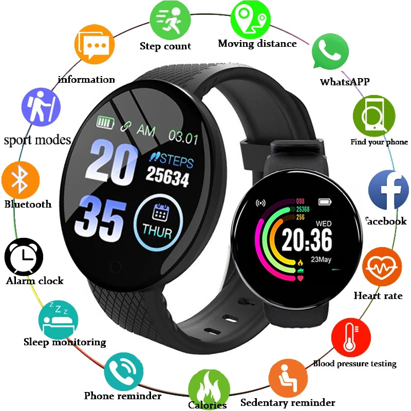 D18 Smart Watch Heart Rate Mon - Watch Smart Y68 ulasan dan harga